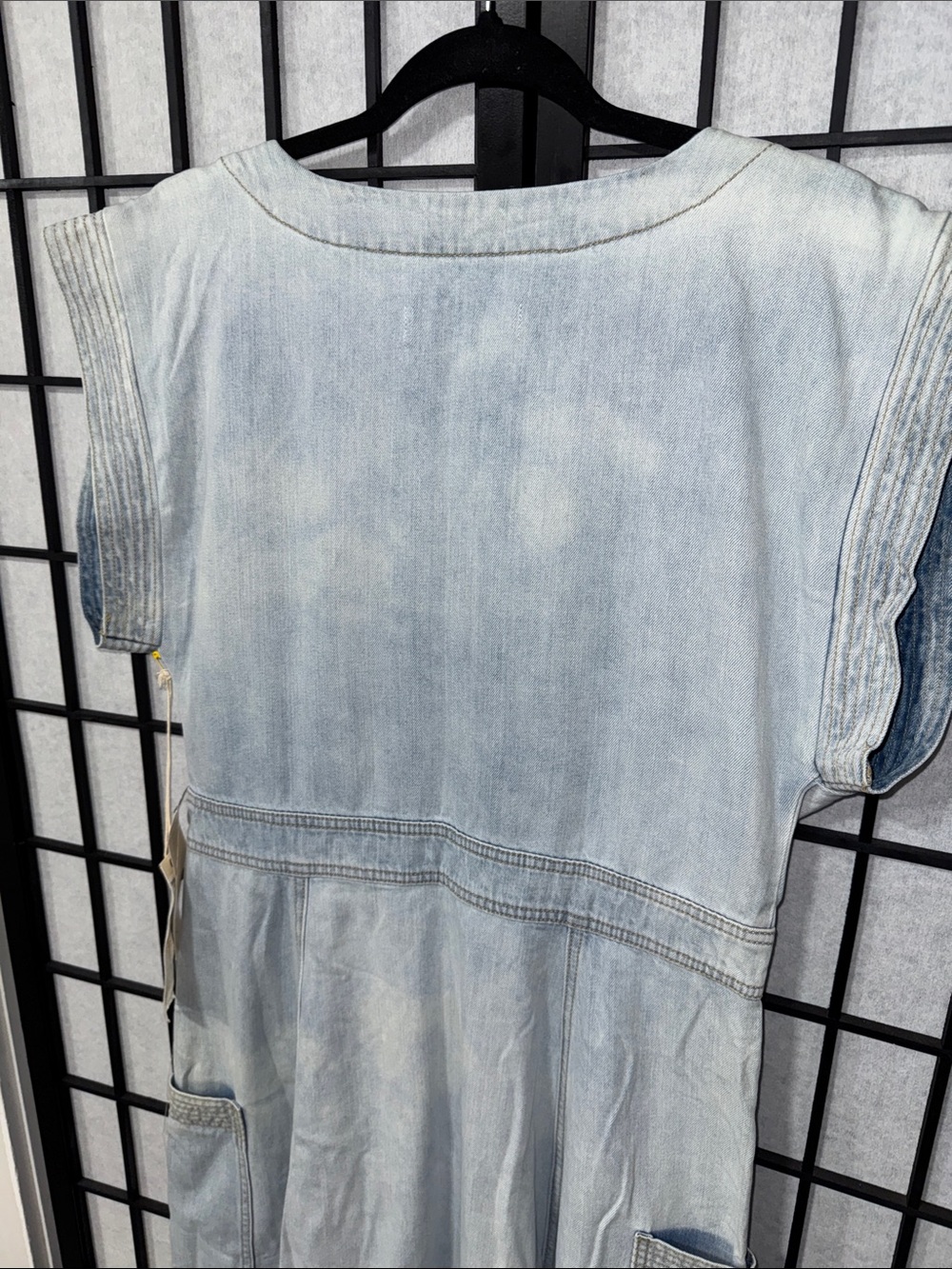 Happy Nature by Kate Hudson Denim Midi Dress 12 Light Wash Button Front Pockets - Picture 12 of 12